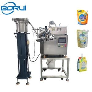 Spout pouch filling and capping machine