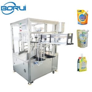 Double head spout bag filling and capping machine