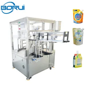 Double head spout bag filling and capping machine